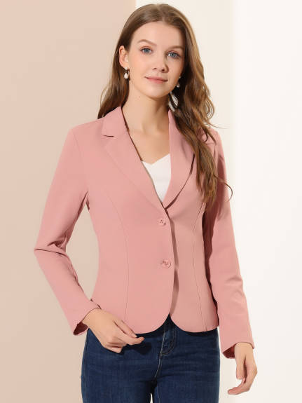 Allegra K- Lapel Collar Stretchy Jacket Suit Blazer