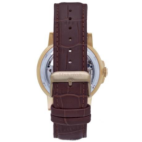 Montre automatique Heritor Xander semi-squelette avec bracelet en cuir - Argent/Bleu