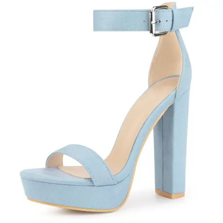 Allegra K- Platform High Chunky Heel Ankle Strap Sandals