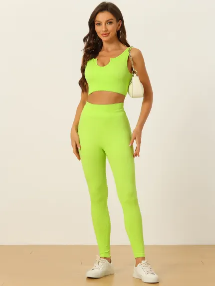 Allegra K- Ensemble soutien-gorge et leggings de sport côtelés