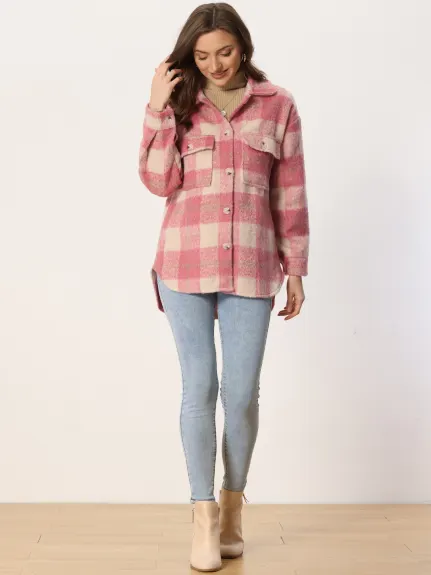 Allegra K- Plaid Shacket Flannel Coats