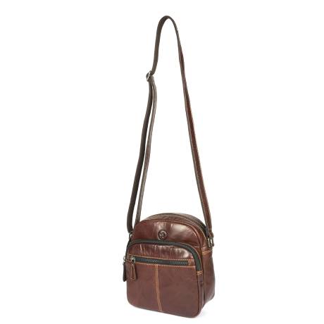 Aaron Leather Goods-Sac messager en cuir Polaris - Marron foncé