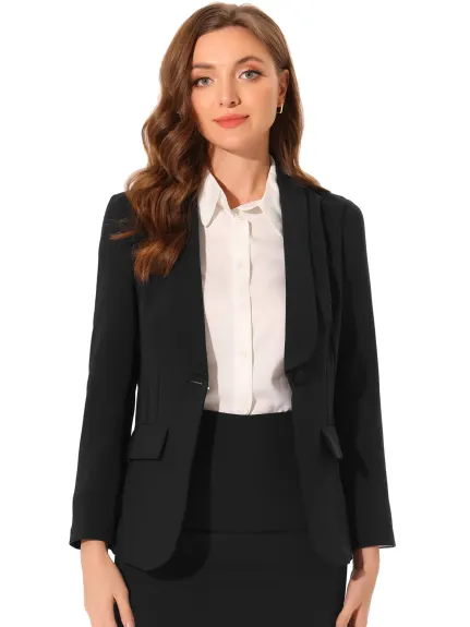 Allegra K - Shawl Lapel Solid Office Suit Blazer