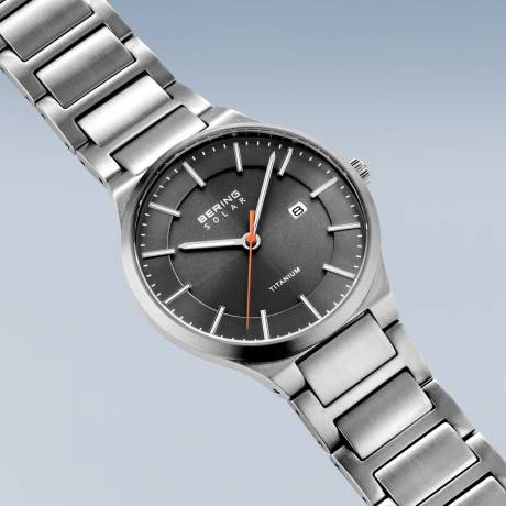 BERING - 39mm Men's Solar Titanium Watch In Silver/Silver