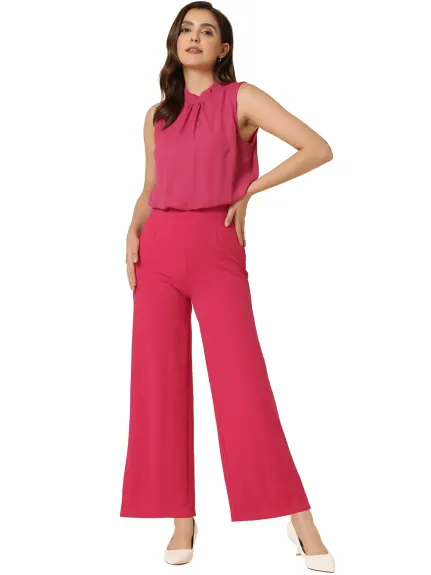 Allegra K - High Waist Flare Leg Rompers