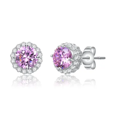 Rachel Glauber Elegant Round Stud Earrings with Colored Cubic Zirconia