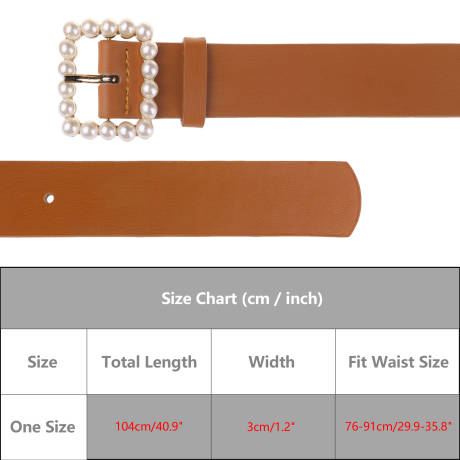 Allegra K- Faux Leather Pearl Buckle Waistbelt