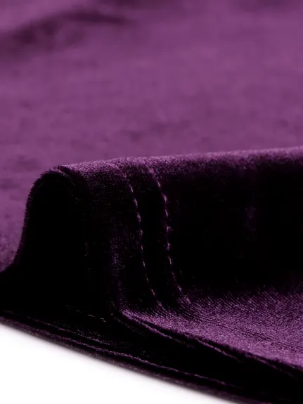 Allegra K- Velvet Cut-Out Mesh Panel Slim Long Sleeve Top