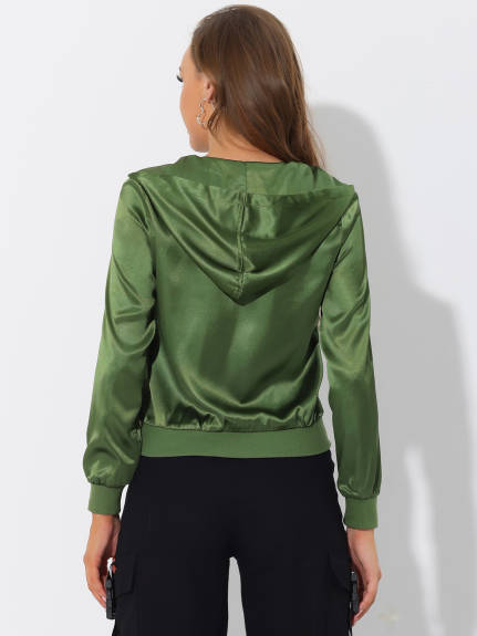 Allegra K- Casual Zipper Front Lightweight Bomber Jacket