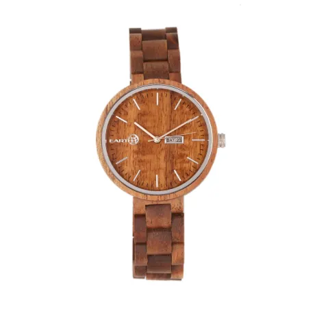 Earth Wood - Montre bracelet Mimosa avec jour/date - Marron foncé