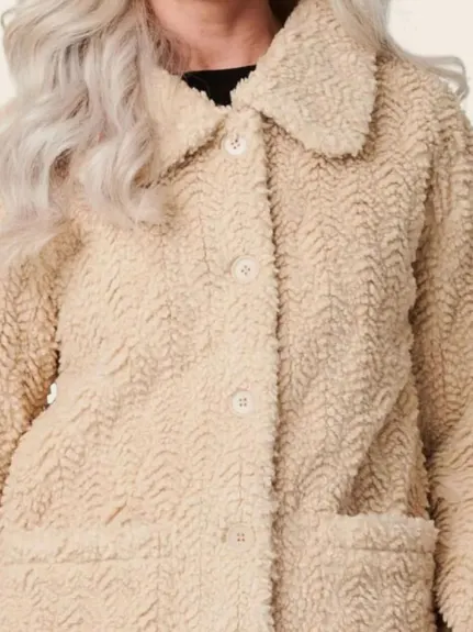 Annick - Manteau Megan Motif Teddy Texturé Beige