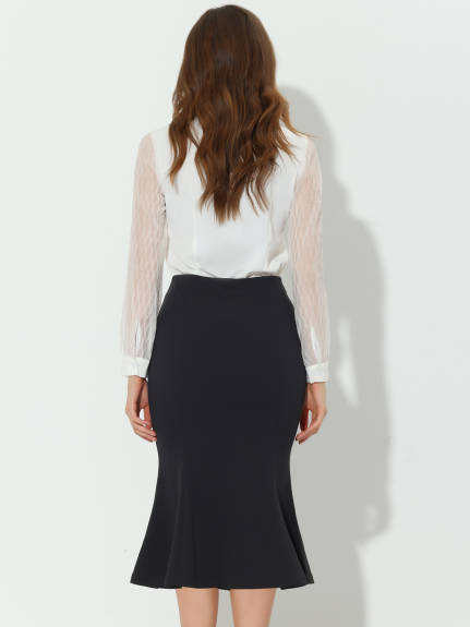 Allegra K- Hight Waist Fishtail Midi Skirt