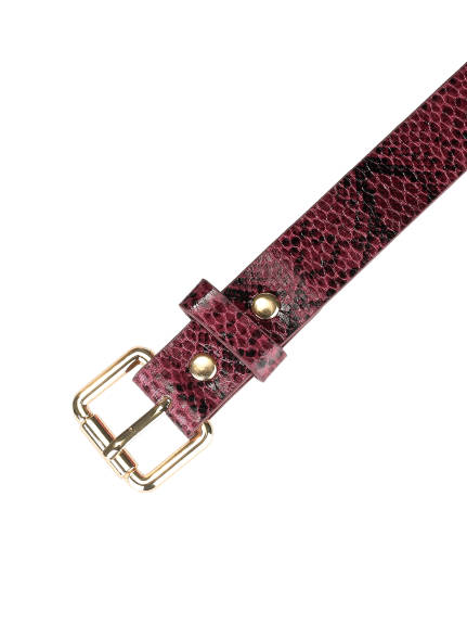 Allegra K- Skinny Pin Buckle Faux Leather Waist Belt