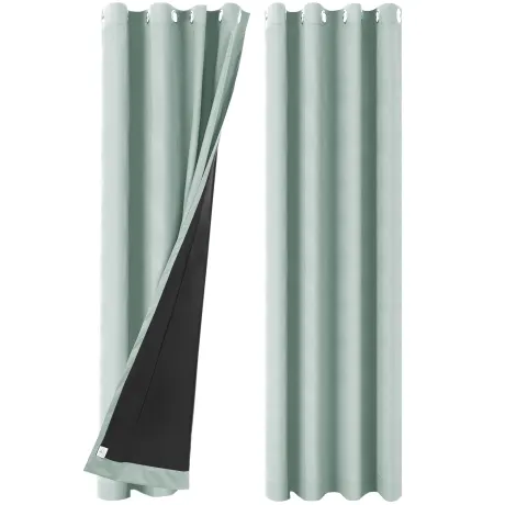 PiccoCasa- 100% Blackout Waterproof Grommet Curtains with Black Liner, 2 Panels Set 52 x 95 Inch