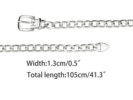 Allegra K- Metal Chain Belts Round Buckle