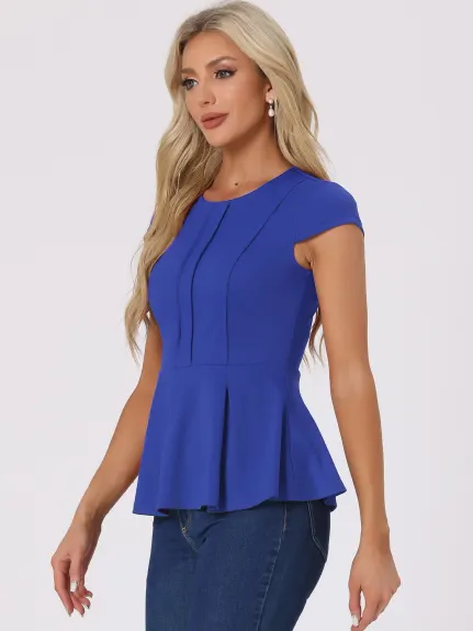 Allegra K - Round Neck Workwear Peplum Top