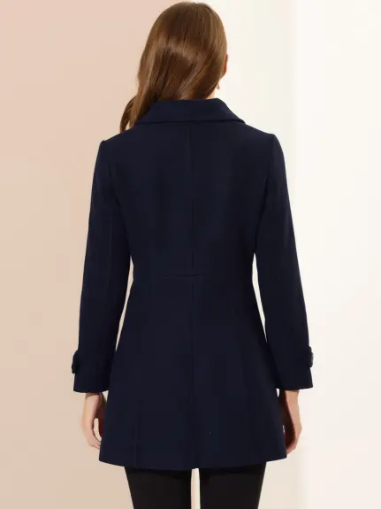 Allegra K- Peter Pan Collar Single Breasted Button Front Coat