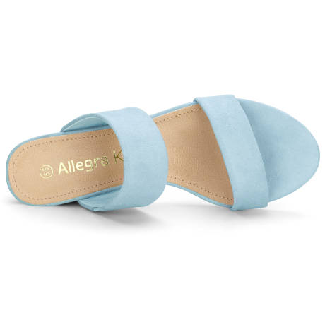 Allegra K- Block Heel Dual Straps Slide Sandals