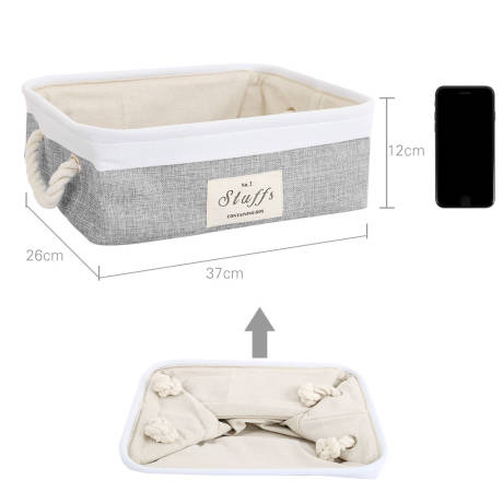 PiccoCasa- paniers de rangement pliables avec anses en coton 14.6" x 10.2" x 4.7"