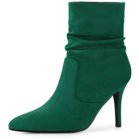 Allegra K - Slouch Pointed Toe Ankle Sock Boots