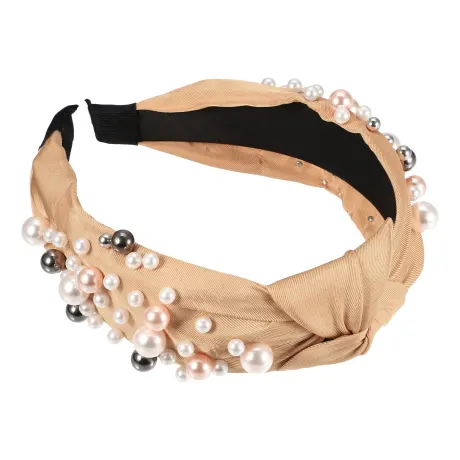 Unique Bargains - Faux Pearl Bead Fashion Knotted Headband