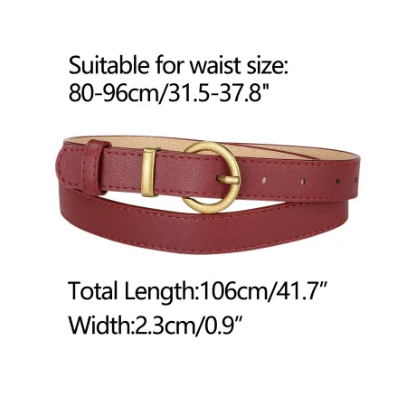 Allegra K- Ceinture fine en cuir PU avec boucle ardillon en métal bronze