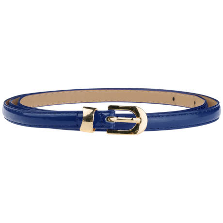 Allegra K- Skinny PU Leather Belt with Gold Metal Buckle