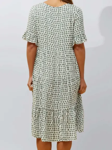 Annick - Vanessa Midi Dress A-Line Polka Dot Tiered Skirt