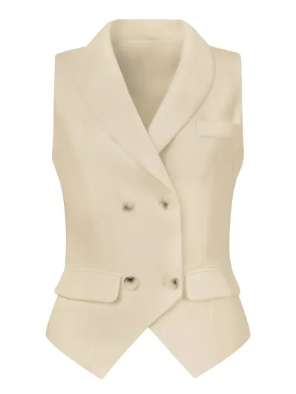 Allegra K- Gilet de costume dos nageur boutonné à revers châle