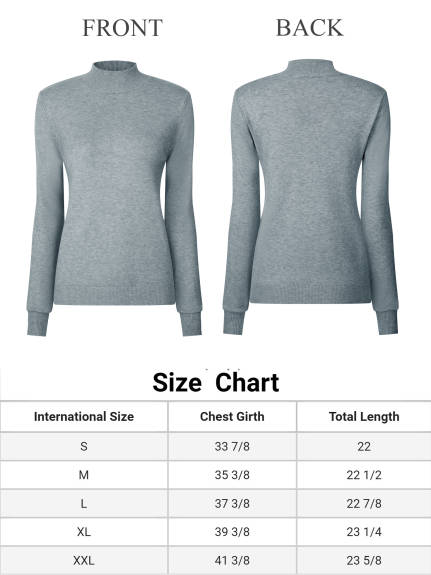 Hobemty- Mock Neck Long Sleeve Knitted Top