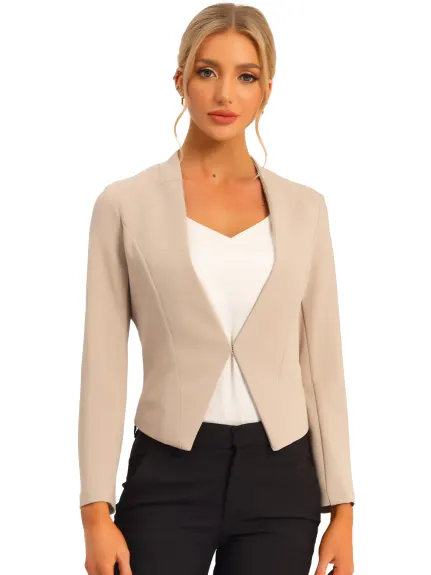 Allegra K- Office Suit Veste blazer courte sans col