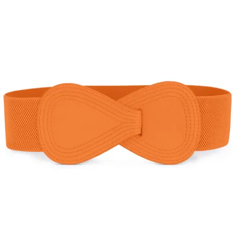 Allegra K- Interlock 8-Shaped Buckle Elastic Belt