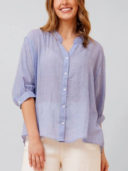 Annick - Roxanne Oversized Semi-Sheer Shirt Blouse Solid