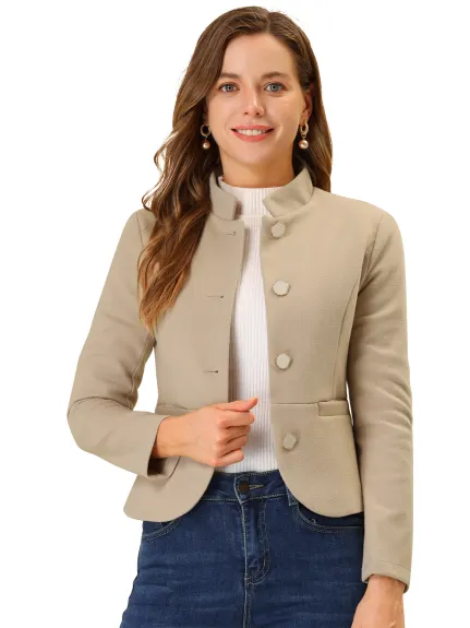 Allegra K- Peplum Cropped Woolen Jacket Coat