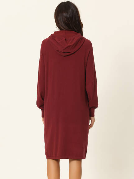 Allegra K- Pullover Sweatshirt Long Sleeve Hoodie Dress