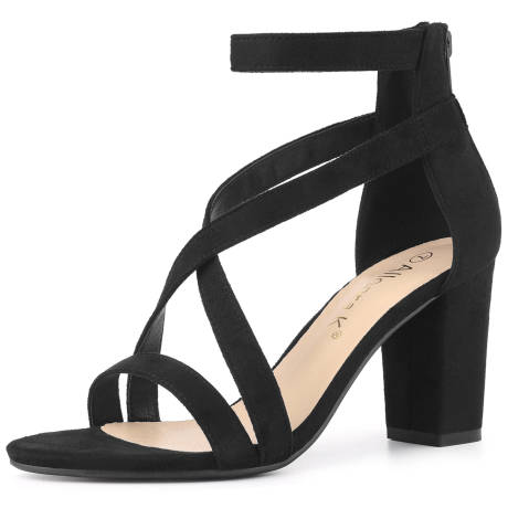 Allegra K- Crisscross Ankle Strap Chunky Heel Sandals