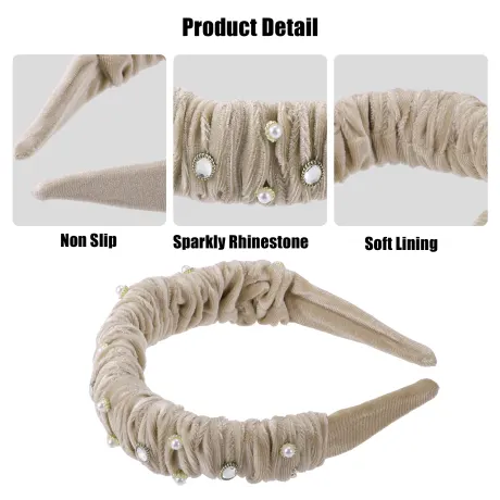 Unique Bargains - Rhinestone Glitter Padded Plush Headband
