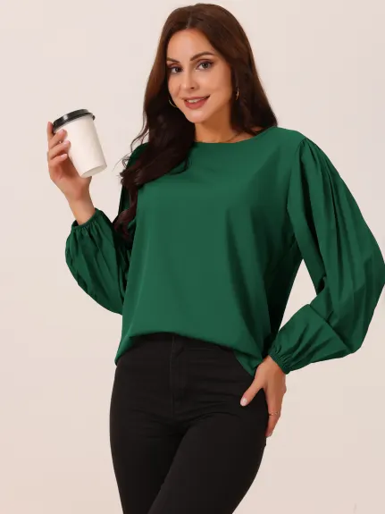 Allegra K - Elegant Pleated Long Sleeve Blouse