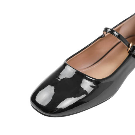 Where's That From - Womens/Ladies Minsk Patent Leather Buckle Detail Low Heel Pumps