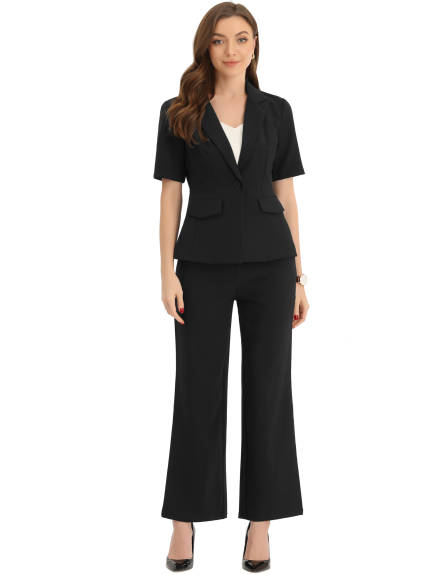 Allegra K - Short Sleeve Blazer Pants Suits