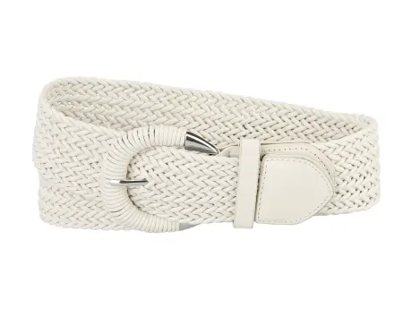 Allegra K- Woven Wide Braided Waist Belt Metal Buckle