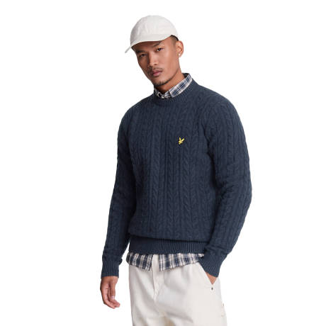 Lyle & Scott - Mens Marl Cable Knit Crew Neck Sweater