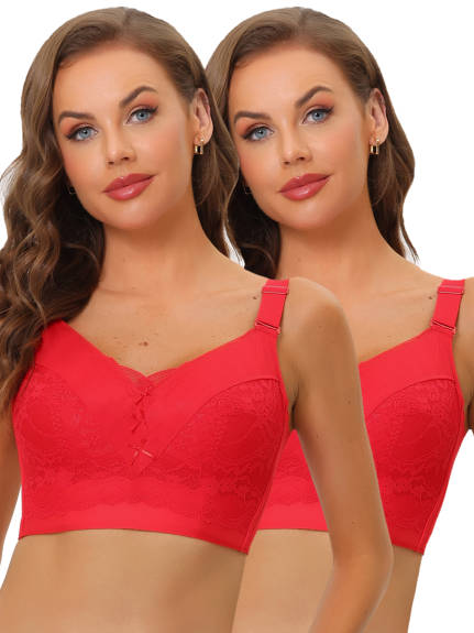 Allegra K- Full Coverage Longline Wirefree Bra Pack, Red