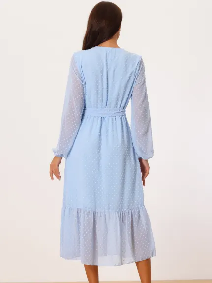Seta T- Swiss Dots Long Sleeve Midi Dress