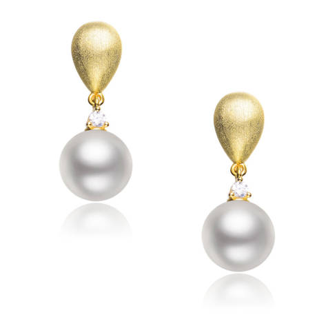 Genevive Sterling Silver 14k Gold Plated with Freshwater Pearl Drop Earrings