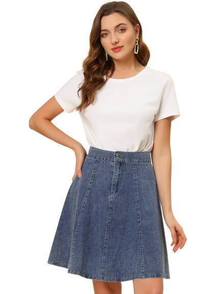 Allegra K- A-Line High Waist Denim Skirt