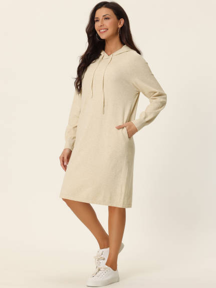 Allegra K- Pullover Sweatshirt Long Sleeve Hoodie Dress