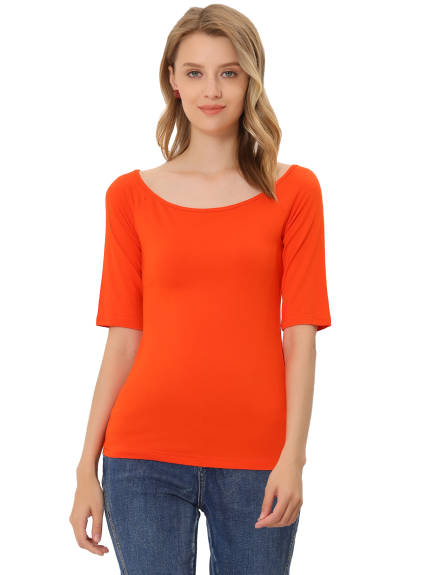 Allegra K- Half Sleeves Fitted Layering T-Shirt