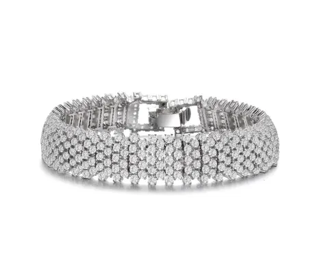 Genevive Sterling Silver with 3mm Coloured Cubic Zirconia Tennis Bracelet