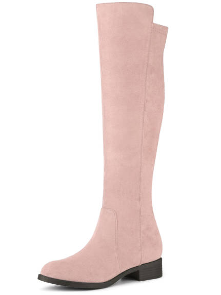 Allegra K- Chunky Heel Casual Zip-up Knee High Boots